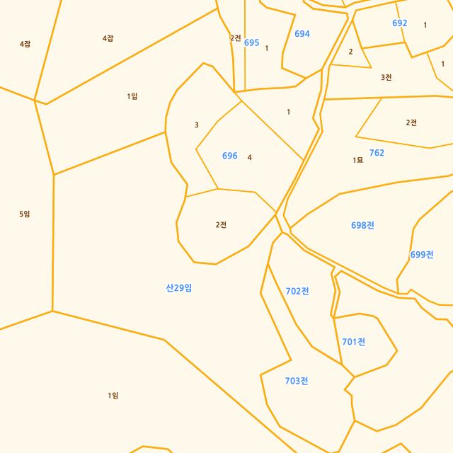충청북도 영동군 용산면 백자전리 696-2 지적도