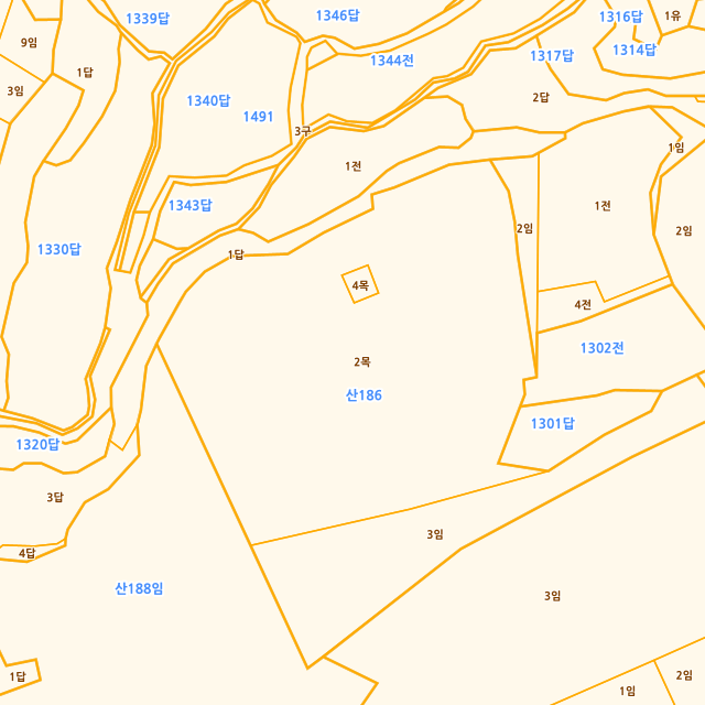 전라남도 여수시 돌산읍 둔전리 산186-2 지적도